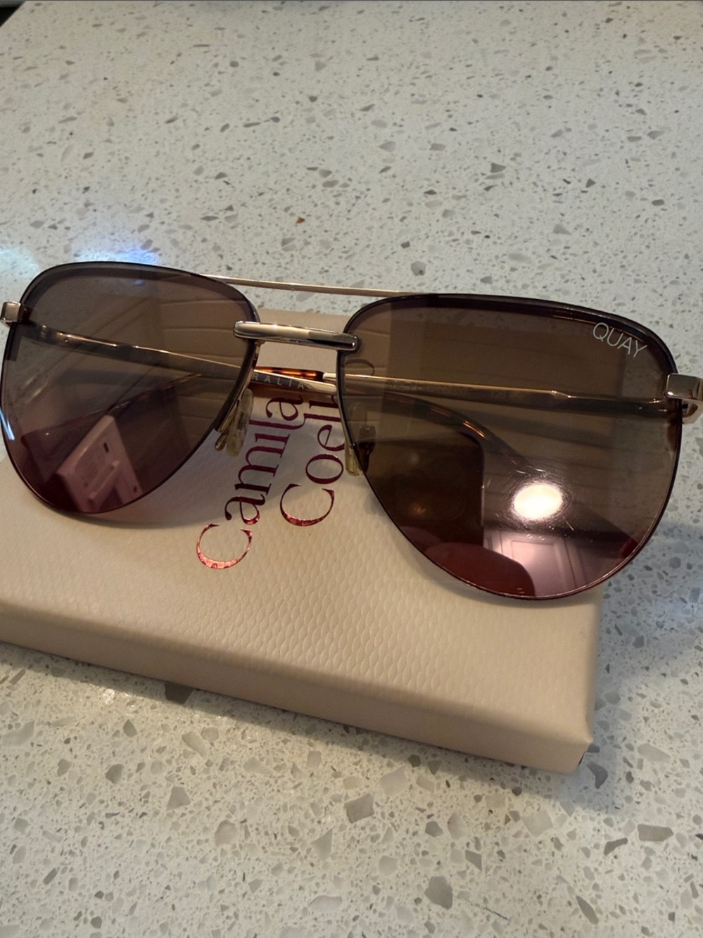 Quay Australia Aviator Sunglasses - Brown Gradient Lenses